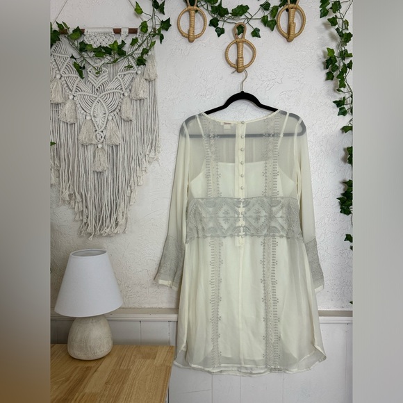 Sundance 100% Silk Beaded & Embroidered Midi Dress Size 10 With Slip Coastal - Picture 3 of 16